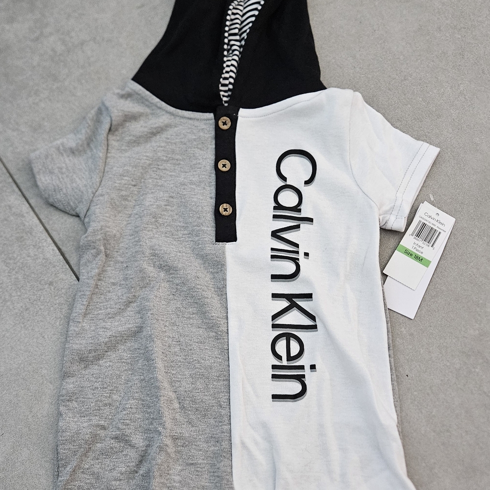 Calvin Klein Black and Gray Hooded One Piece Outfit